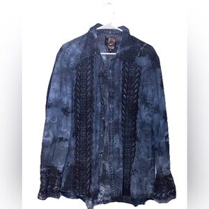 Pure Venom XL Embroidered Dark Wash Denim Shirt – Vintage Western
